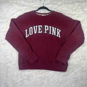 Victoria’s Secret Sweater Women’s Love Pink Long Sleeve Pullover Burgundy Size S